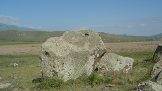 Landskapsutsikt från Armenien mot Nagorno-Karabach