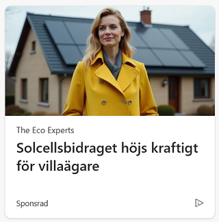 Annons för att villaägare ska utnyttja solcellsbidraget
