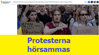 Demonstranter i Kiev - mot parlamentets beslut att centralstyra två anti-korruptionsbyråer