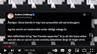 I Aron Flams video visas en X-text av AB-profilen Anders Lindberg