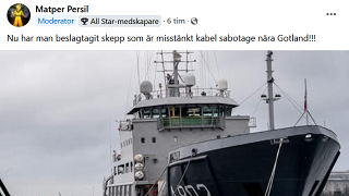 Sabotageskeppet som Sverige beslagtog söndagen den 26 januari 2025.